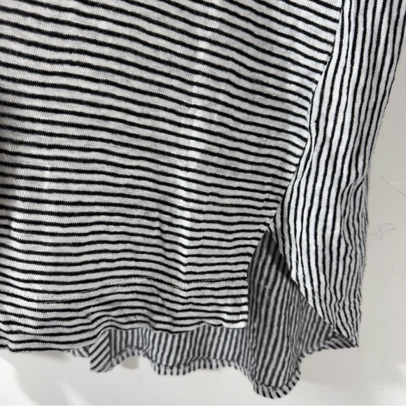 2/$35 Adrienne Vittadini linen Tunic 3/4 long sleeve black white striped sweater - Picture 4 of 11